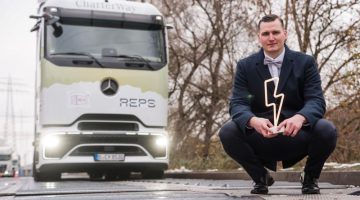 Founder Alfons Huber standing before the REPS System