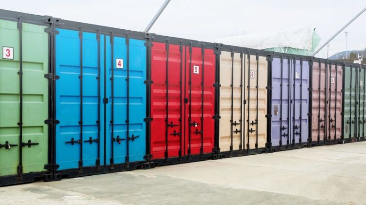 Logistics center with colorful storage containers