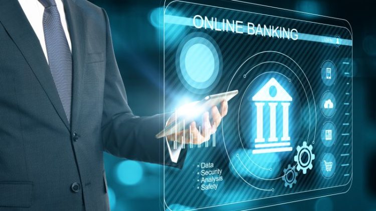 Professional Digital Banking Interface Concept with Businessman