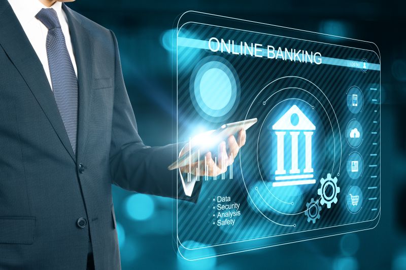 Professional Digital Banking Interface Concept with Businessman