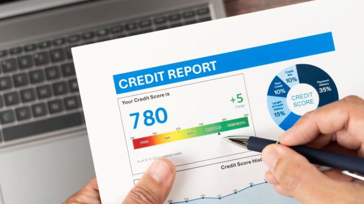 Credit Report Review with Pen on Laptop