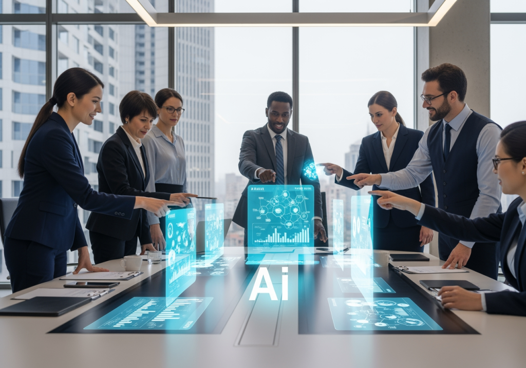 AI-human collaboration in a boardroom
