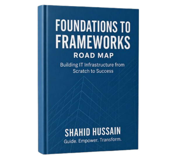 Blue book with title Foundations To Frameworks Roadmap