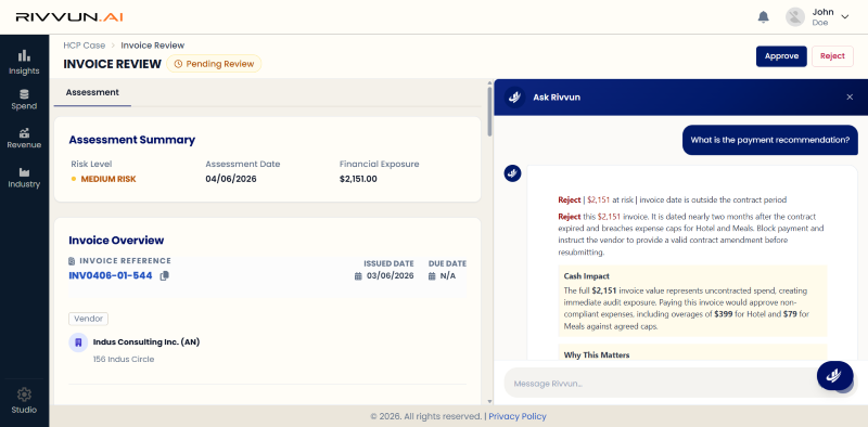 Agent Assessment and Approval of Invoices