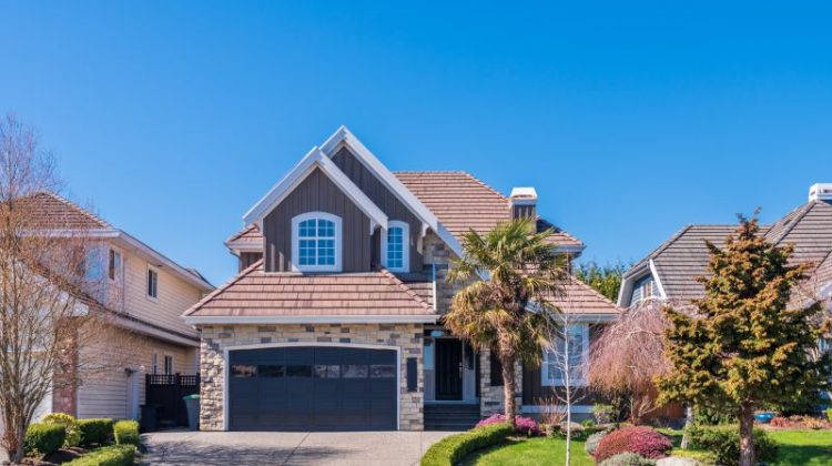 A Perfect Neighbourhood. Houses In Suburb At Summer In The North America.