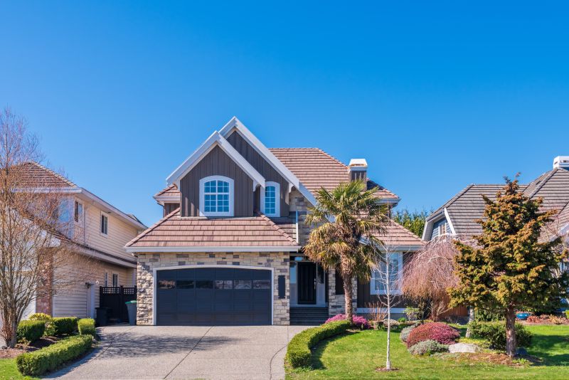A Perfect Neighbourhood. Houses In Suburb At Summer In The North America.