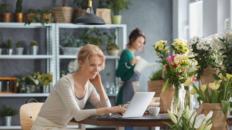 Florist working in flower shop
