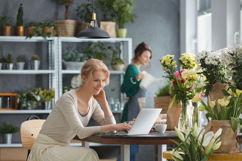 Florist working in flower shop