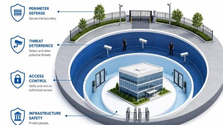 multi-tiered corporate defense layers infographic