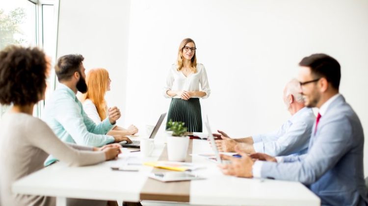 Group of people working in the modern office