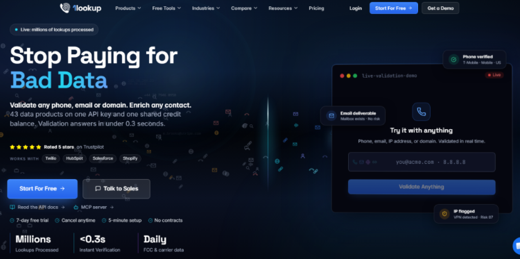 1Lookup contact verification platform for improving CRM data quality