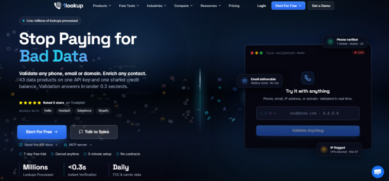 1Lookup contact verification platform for improving CRM data quality