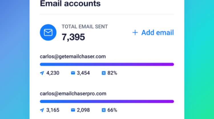 Email accounts dashboard showing multiple sending accounts used to manage cold email volume and deliverability.